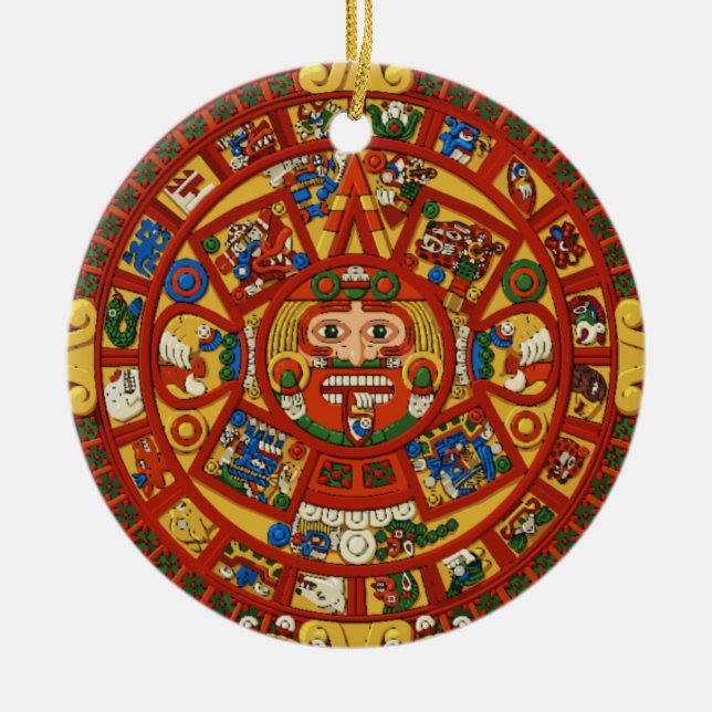 Altes Maya-Aztec-Symbol Keramik Ornament (Vorne)