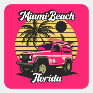 Altes Miami Beach Florida Quadratischer Aufkleber