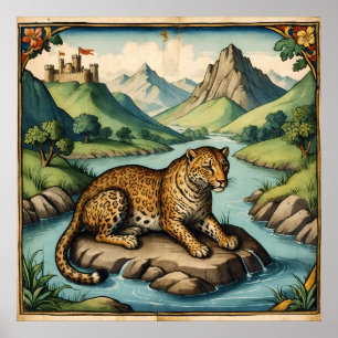 Altes mittelalterliches Leopard in Naturkunde Poster