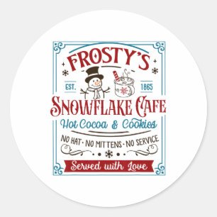 Altes modisches Frosty's Snowflake Café Coffee Lov Runder Aufkleber