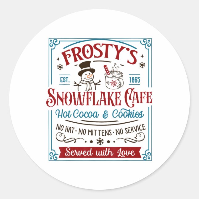 Altes modisches Frosty's Snowflake Café Coffee Lov Runder Aufkleber (Vorderseite)