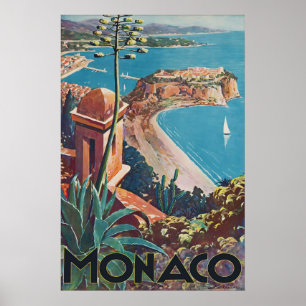 Altes Monaco Reiseplakat Französische Riviera Poster