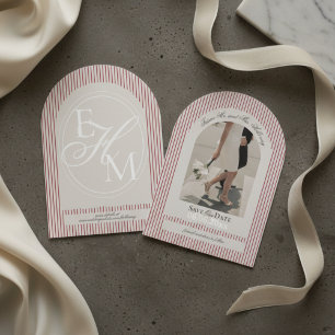 Altes Money Script Red Strip Foto Save the Date Einladung