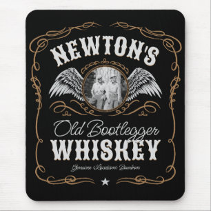 Altes Moonshine Whiskey-Etikett und FOTO Familienn Mousepad