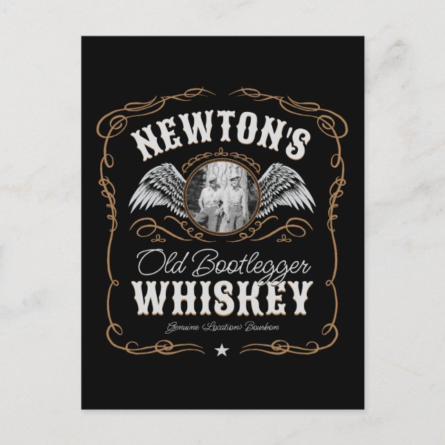 Altes Moonshine Whiskey-Etikett und FOTO Familienn Postkarte (Vorderseite)