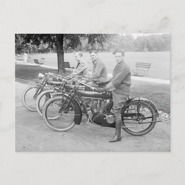 Altes Motorradteam Vintages Foto Postkarte (Vorderseite)