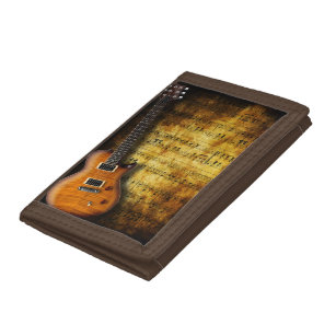 Altes Musikblatt Gitarre TriFold Nylon Wallet Tri-fold Geldbeutel
