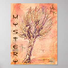 Altes Mysterium mit Baum unbekannter Symbole Poster