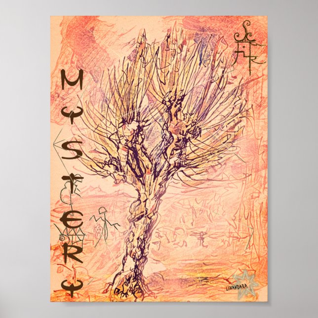 Altes Mysterium mit Baum unbekannter Symbole Poster (Vorne)