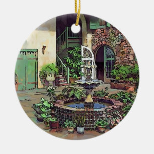 Altes New Orleans French Quarter Keramik-Ornament Keramik Ornament