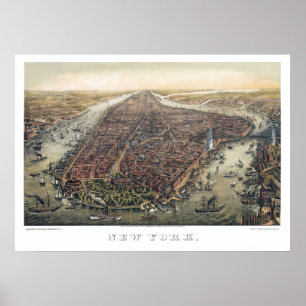 Altes New York City, Manhattan, Brooklyn Bridge Poster