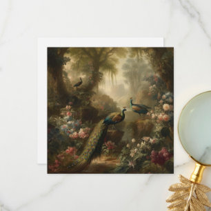 Altes Ölbild Pfau Englischer Garten Dankeskarte