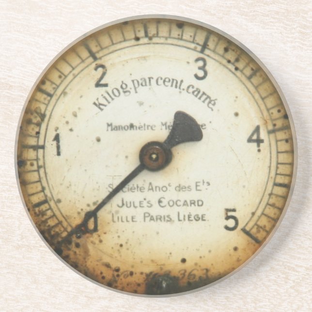 altes Öldruckmessgerät/-instrument/-skala/-meter Getränkeuntersetzer (Vorne)