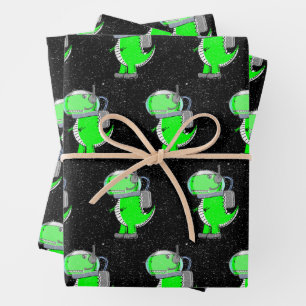 Altes Papier Druckastronaut T-Rex Dinosaur