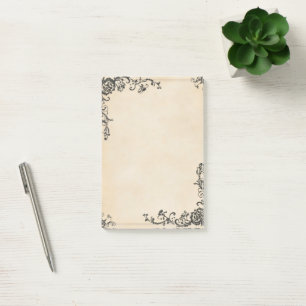 Altes Papier mit elegantem Rahmen Post-it Klebezettel