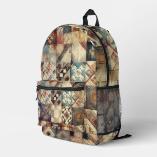 Altes Patchwork Quiltmuster Bedruckter Rucksack