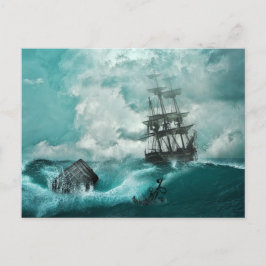 Altes Piratenschiff Anchor Lebendes Blaues Stormme Postkarte