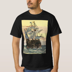 Altes Piratenschiff, Galleone segeln auf dem Ozean T-Shirt