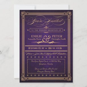 Altes Plakat Aubergine Lila Nur für den Empfang Einladung