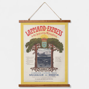 Altes Plakat des Lappland-Express-Zuges Wandteppich Mit Holzrahmen