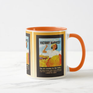 Altes Plakat, Victory Harvest, Zweiter Weltkrieg Tasse