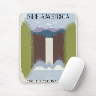 Altes Plakat zur Förderung von Reisen zu Nationalp Mousepad