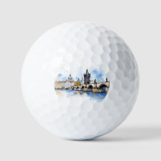 Altes Prag, Karlsbrücke Wasserfarbe Golfball