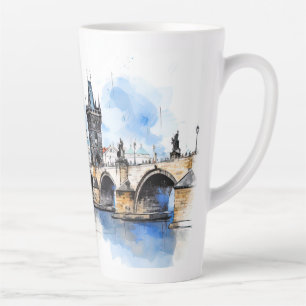 Altes Prag, Karlsbrücke Wasserfarbe Milchtasse
