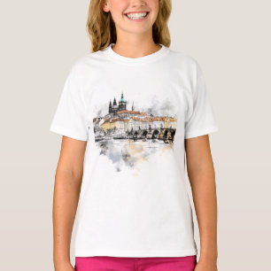 Altes Prag, Karlsbrücke Wasserfarbe T-Shirt