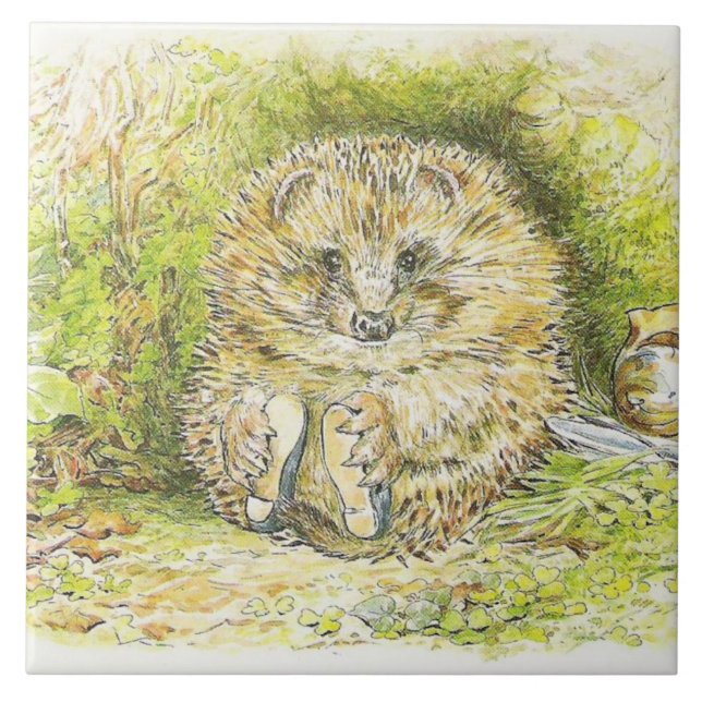 Altes Prickly Button (Igel) (von Beatrix Potter) Fliese (Vorderseite)