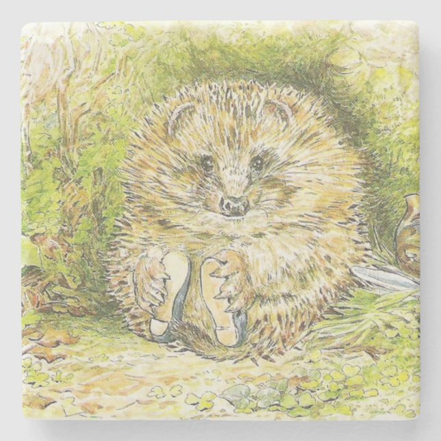Altes Prickly Button (Igel) (von Beatrix Potter) Steinuntersetzer (Vorderseite)