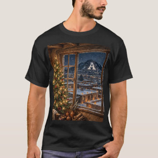Altes Pueblo-Weihnachtsfensterblick auf A Mountain T-Shirt