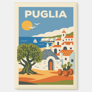 Altes Puglia Italien Küsten Reiseplakat Magnet