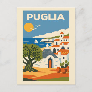 Altes Puglia Italien Küsten Reiseplakat Postkarte