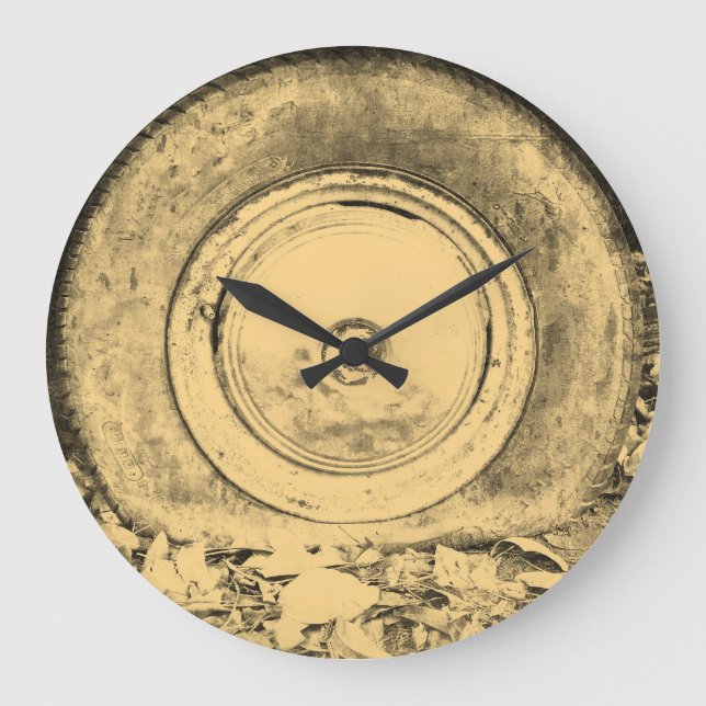 Altes Rad des klassischen Autos Nr. 2 Große Wanduhr (Vorderseite)
