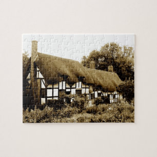 Altes Reetdach-Tudor-Cottage England Britannien Puzzle
