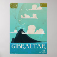 Altes Reiseplakat aus dem Rock of Gibraltar