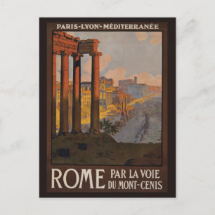 Altes Reiseplakat des römischen Forums bei Tagesan Postkarte