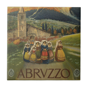 Altes Reiseplakat für Abruzzen, Italien. Fliese