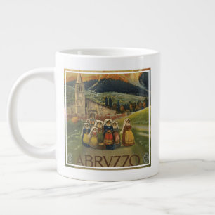Altes Reiseplakat für Abruzzen, Italien. Jumbo-Tasse