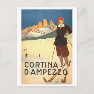 Altes Reiseplakat für Cortina d'Ampezzo Postkarte