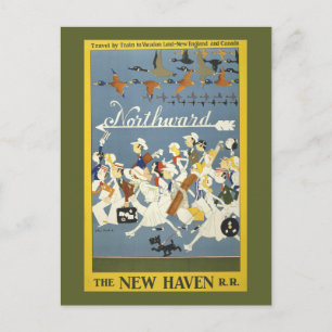 Altes Reiseplakat für die New Haven R.R. Postkarte