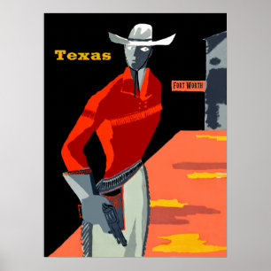 Altes Reiseplakat für Ft Worth, Texas Poster