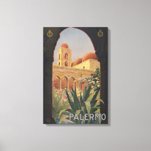 Altes Reiseplakat für Palermo, Italien. Leinwanddruck