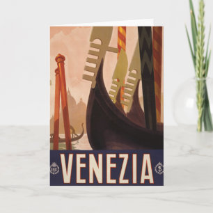 Altes Reiseplakat mit einem Kanal in Venedig Karte