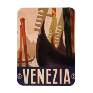 Altes Reiseplakat mit einem Kanal in Venedig Magnet