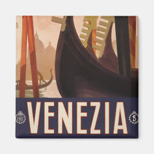 Altes Reiseplakat mit einem Kanal in Venedig Magnet