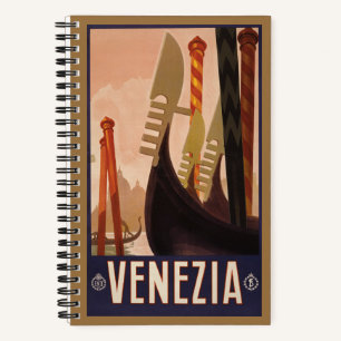Altes Reiseplakat mit einem Kanal in Venedig Notizbuch