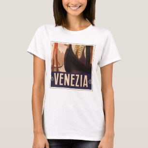Altes Reiseplakat mit einem Kanal in Venedig T-Shirt