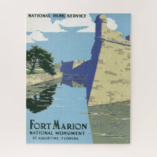 Altes Reiseplakat mit Fort Marion Puzzle
